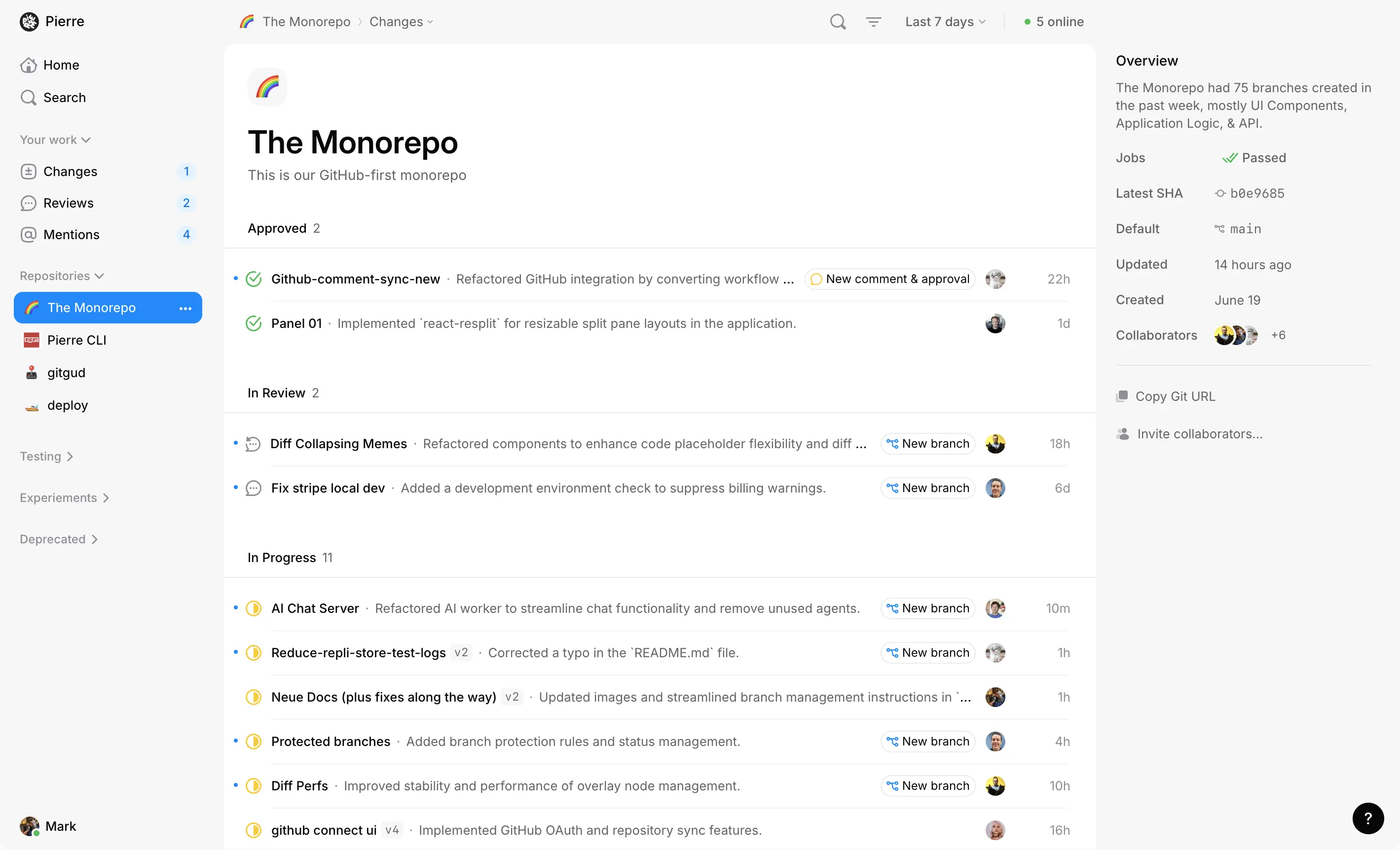 Pierre repository UI