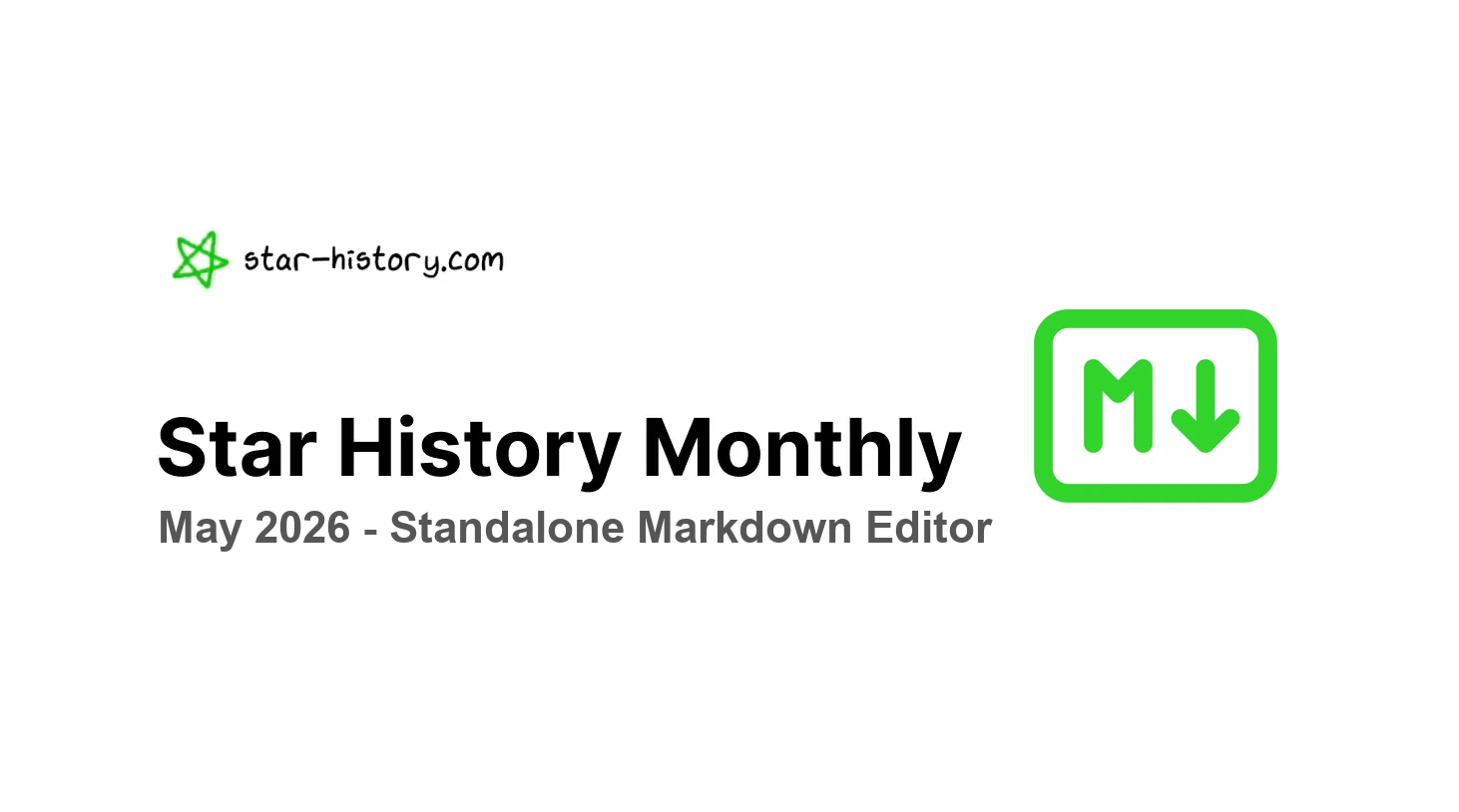 Star History Monthly May 2026 | Standalone Markdown Editor